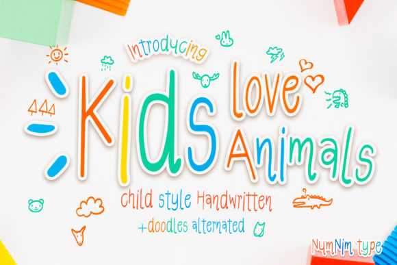 Kids Love Animals: A Joyful Handwritten Font for Campaigns